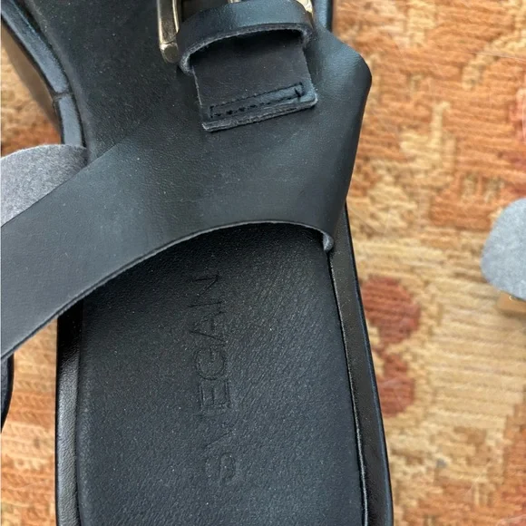Svegan Black Woven Vegan Leather Platform Sandals - Picture 4 of 4